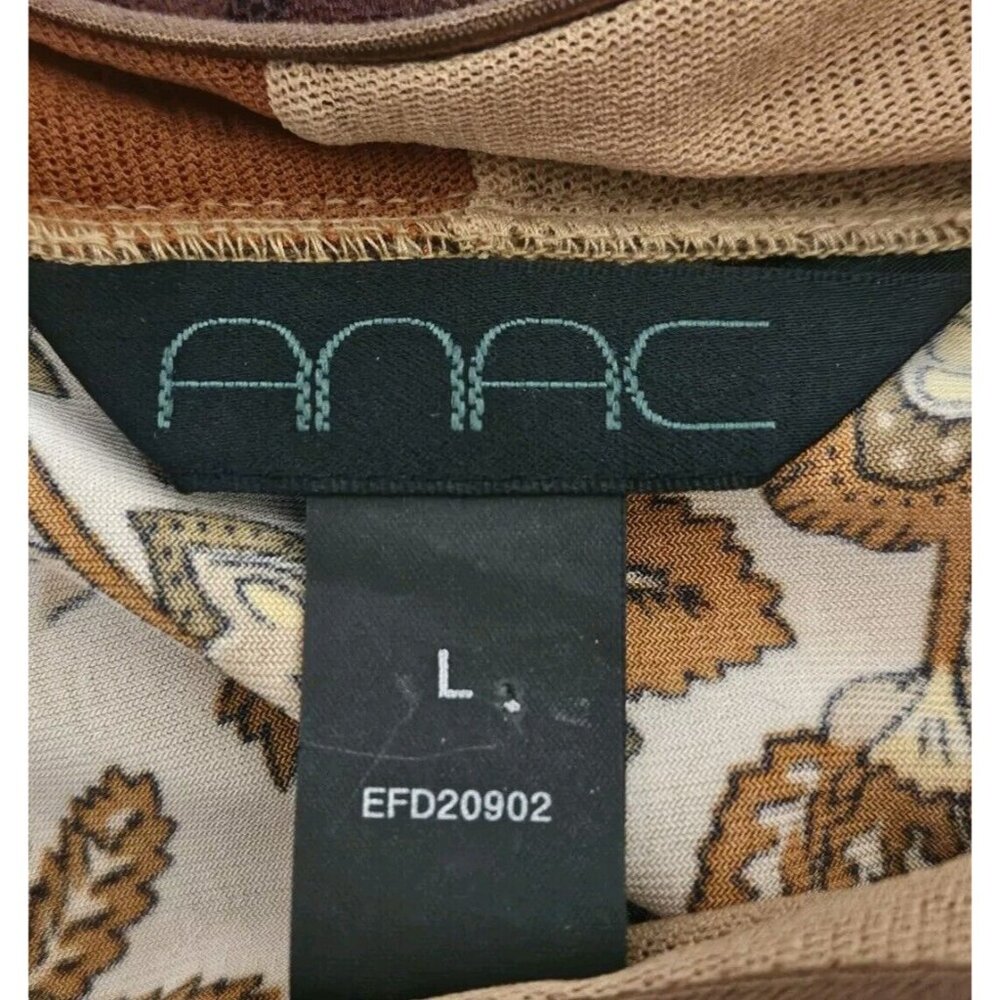 Anac Brown Floral Mesh Layered Top Tunic L Art to Wear Hook Eye 90's Y2K - Picture 6 of 7